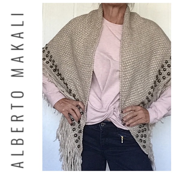ALBERTO MAKALI WOOL STUDDED WRAP - Picture 2 of 15